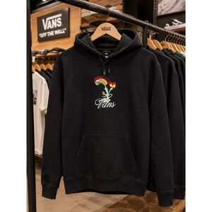 Vans Hoodie Mens Large Black Embroidered Venus Fly Trap Oversized Skater 90 Y2K